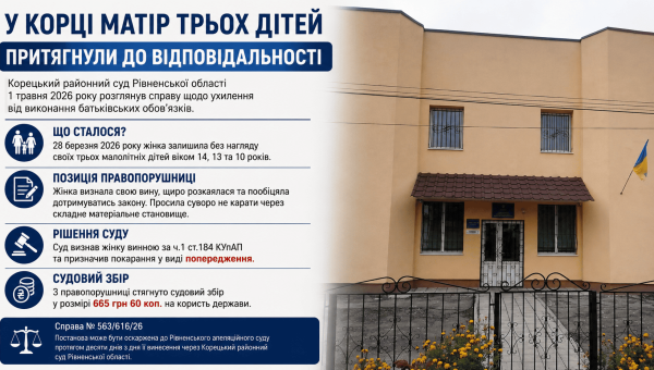 У Корці матір трьох дітей притягнули до відповідальності через неналежний нагляд